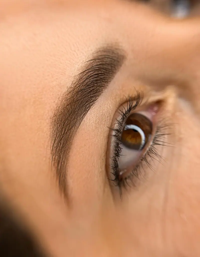 Detalle de cejas con micropigmentación