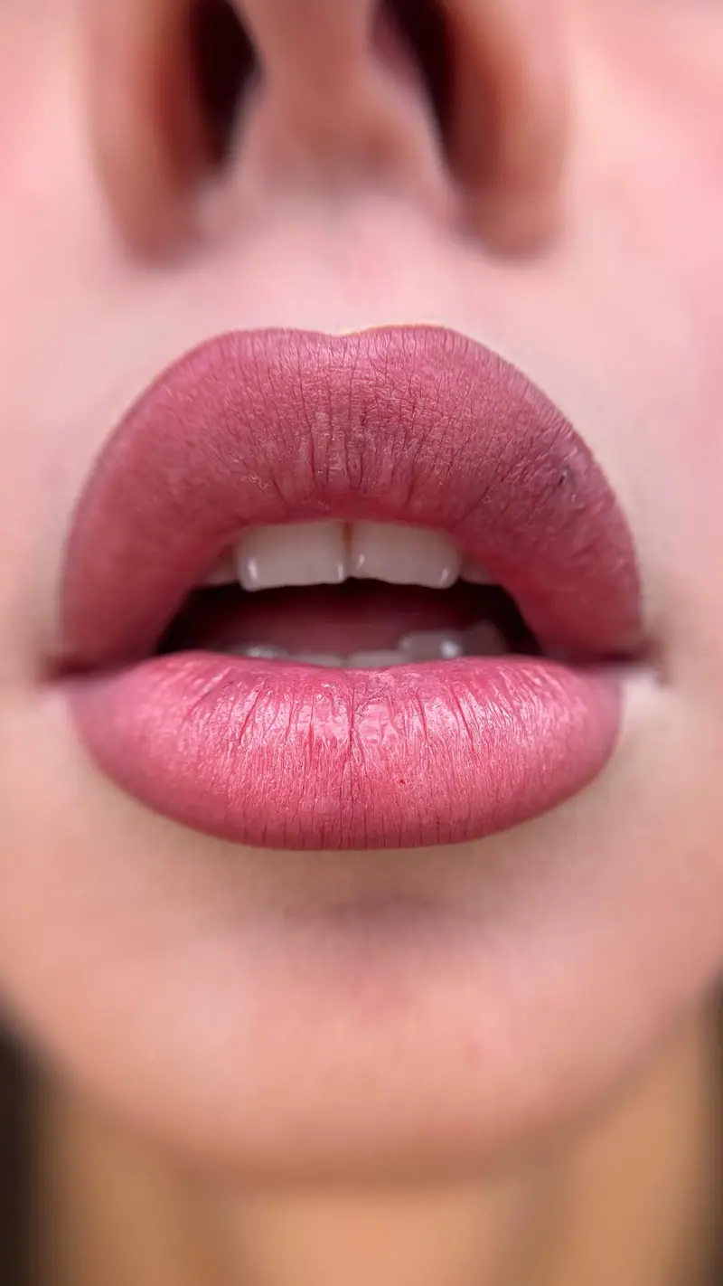 Labios con micropigmentación